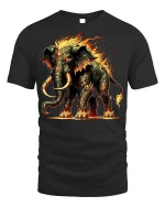 Inferno Mammoth Beast Fire Graphic T-shirt - black t-shirt on white background