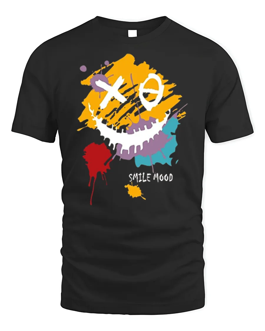 Color Splash Smile Mood Street Art T-shirt - 1 Color Splash Smile Mood Street Art T-shirt - black t-shirt on white background