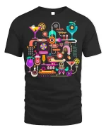 Colorful Cocktail Machine Art T-shirt for Men - black t-shirt on white background