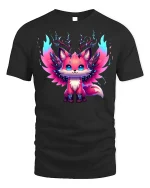 Electric Neon Fox Spirit Graphic T-shirt - black t-shirt on white background