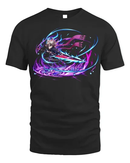 Dark Anime Sword Warrior Graphic T-shirt - black t-shirt on white background