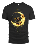 Moonlight Creature Yellow Glow T-shirt - black t-shirt on white background