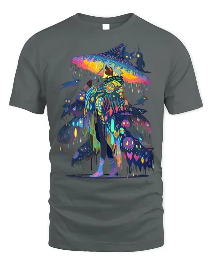 Colorful Umbra Spirit Warrior Graphic T-shirt - gray t-shirt on white background