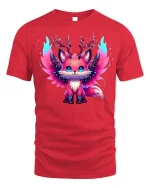 Electric Neon Fox Spirit Graphic T-shirt - red t-shirt on white background