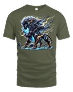 Stormborn Thunder Beast Graphic T-shirt - military green t-shirt on white background