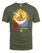 Color Splash Smile Mood Street Art T-shirt - military green t-shirt on white background