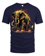 Inferno Mammoth Beast Fire Graphic T-shirt - navy t-shirt on white background