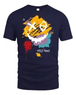 Color Splash Smile Mood Street Art T-shirt - navy t-shirt on white background
