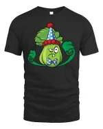 Grumpy Lettuce in Clown Hat Tee - black t-shirt on white background