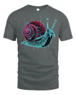 Neon Circuit Snail Art Tee - gray t-shirt on white background