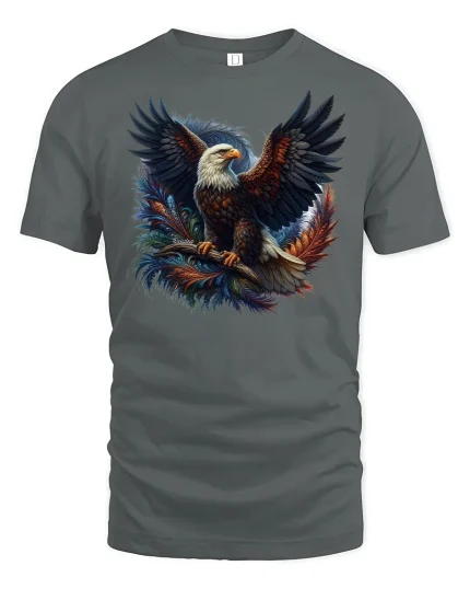 Majestic Bald Eagle Tee - gray t-shirt on white background