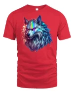 Neon Glow Wolf Head Tee - red t-shirt on white background
