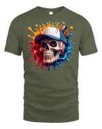 Street Style Skull Cap Tee - military green t-shirt on white background