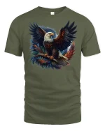 Majestic Bald Eagle Tee - military green t-shirt on white background