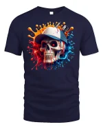 Street Style Skull Cap Tee - navy t-shirt on white background