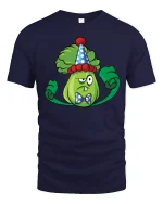Grumpy Lettuce in Clown Hat Tee - navy t-shirt on white background
