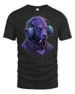 DJ Beast Vibes Neon Headphones T-shirt - black t-shirt on white background