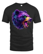 Wild Roar Bear Streetwear Tee - black t-shirt on white background