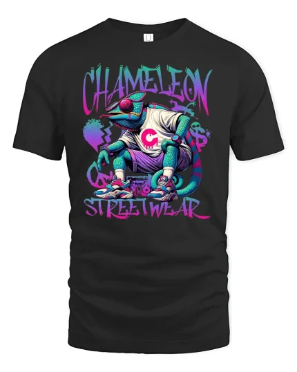 Chameleon Streetwear Urban T-shirt - black t-shirt on white background