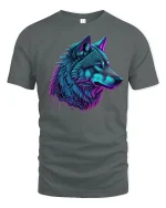 Electric Wolf Head Artistic T-shirt - gray t-shirt on white background