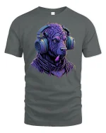 DJ Beast Vibes Neon Headphones T-shirt - gray t-shirt on white background