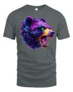 Wild Roar Bear Streetwear Tee - gray t-shirt on white background