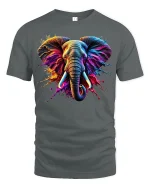 Artistic Wild Elephant Splash Tee - gray t-shirt on white background