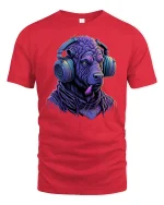 DJ Beast Vibes Neon Headphones T-shirt - red t-shirt on white background