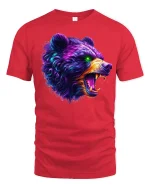 Wild Roar Bear Streetwear Tee - red t-shirt on white background