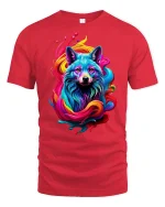 Color Splash Wolf Art Tee - red t-shirt on white background