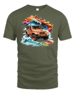 Adventure Wave Rider Off-Road Jeep Tee - military green t-shirt on white background