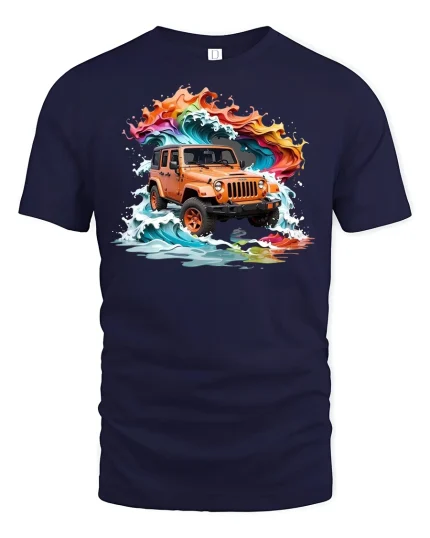Adventure Wave Rider Off-Road Jeep Tee - navy t-shirt on white background