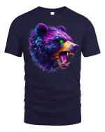 Wild Roar Bear Streetwear Tee - navy t-shirt on white background