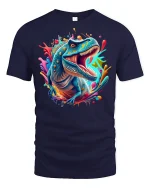 Fierce Blue T-Rex Color Burst Tee - navy t-shirt on white background