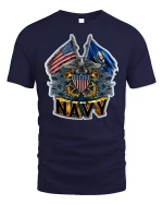 Proud U.S. Navy Crest and Flags Tee - navy t-shirt on white background