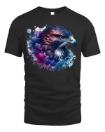 Fierce Eagle Spirit Watercolor Art Tee - black t-shirt on white background