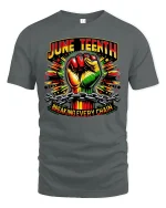 Juneteenth Breaking Every Chain Tee - gray t-shirt on white background