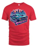 Retro Muscle Car Racer Neon - red t-shirt on white background