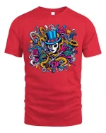 Masked Magician Chaos Art Tee - red t-shirt on white background