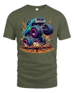 Monster Truck Madness Extreme T-shirt - military green t-shirt on white background