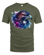 Fierce Eagle Spirit Watercolor Art Tee - military green t-shirt on white background