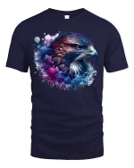 Fierce Eagle Spirit Watercolor Art Tee - navy t-shirt on white background