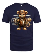 Steampunk Aviator Bear Pilot Tee - navy t-shirt on white background
