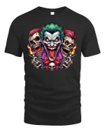 Evil Joker Skull Chaos Horror T-Shirt - black t-shirt on white background