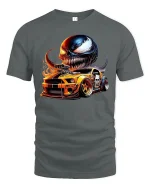 Venom Muscle Car Flames Racing Tee - gray t-shirt on white background