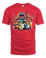 Rock Band Monster Graphic Funny T-shirt - red t-shirt on white background