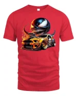 Venom Muscle Car Flames Racing Tee - red t-shirt on white background