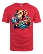 Street Vibes Monkey Graffiti Art Tee - red t-shirt on white background