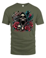 Grim Reaper Movie Horror Tee - military green t-shirt on white background