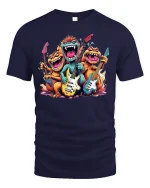Rock Band Monster Graphic Funny T-shirt - navy t-shirt on white background